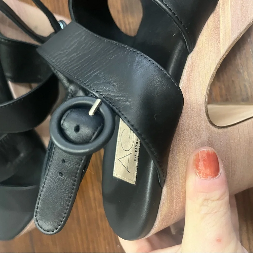 AGL‎ Sista Multi band black leather heel  Sandal- Size 40